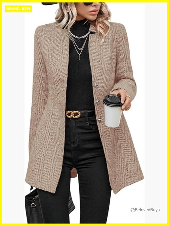Jackets & Blazers - Womens Business Casual Herringbone Wool Blazer Jacket Notch Collar Regular Fit